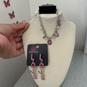 Paparazzi Pink and Silver Love Jewelry Set